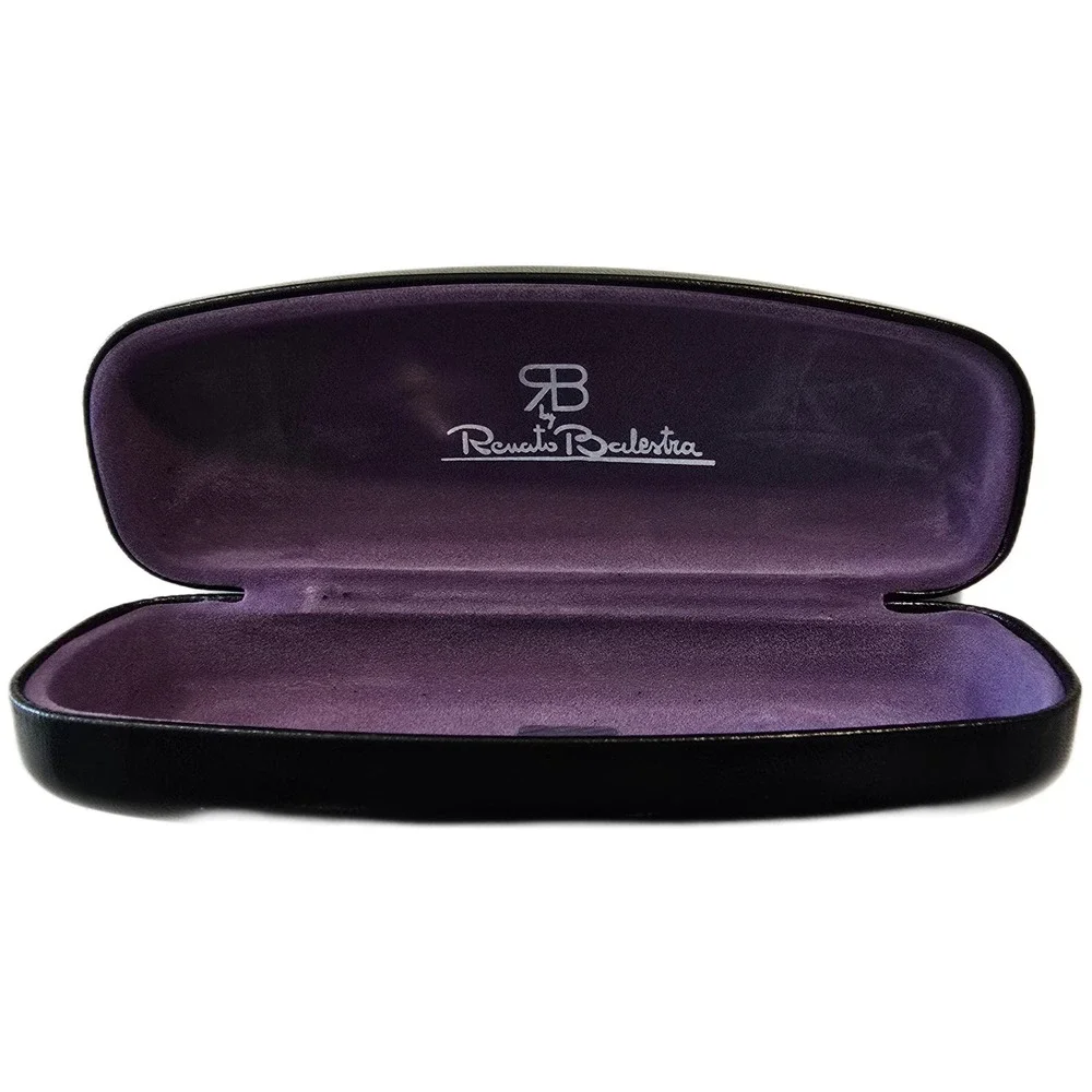 Renato Balestra Black Hard Shell Eyeglass‎ Case Purple Interior AA1185241